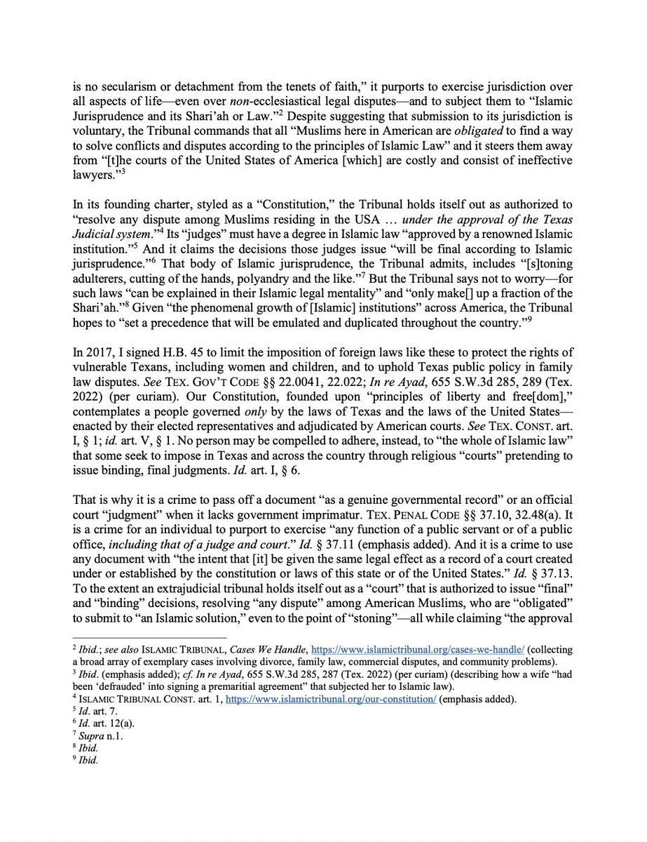 EricLDaugh's tweet image. 🚨 BREAKING: Governor Greg Abbott orders INVESTIGATION into Sharia Law courts operating all across Texas.

MASSIVELY OVERDUE!

Abbott has asked all local District Attorneys to take immediate action. They should be closed up!

 &quot;These tribunals have no legal authority in our…