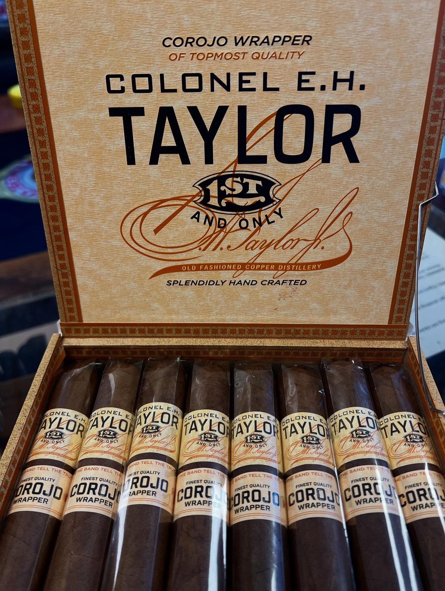The_Maduro_Room's tweet image. Colonel E.H. Taylor CIGARS now available! Corojo and San Andres wrappers over Nicaraguan binder, and Dominican fillers! Checkout @happyhoursliq next door to find a good bourbon to pair with one! #maduroroom #cigars #lexingtonsc #ehtaylor