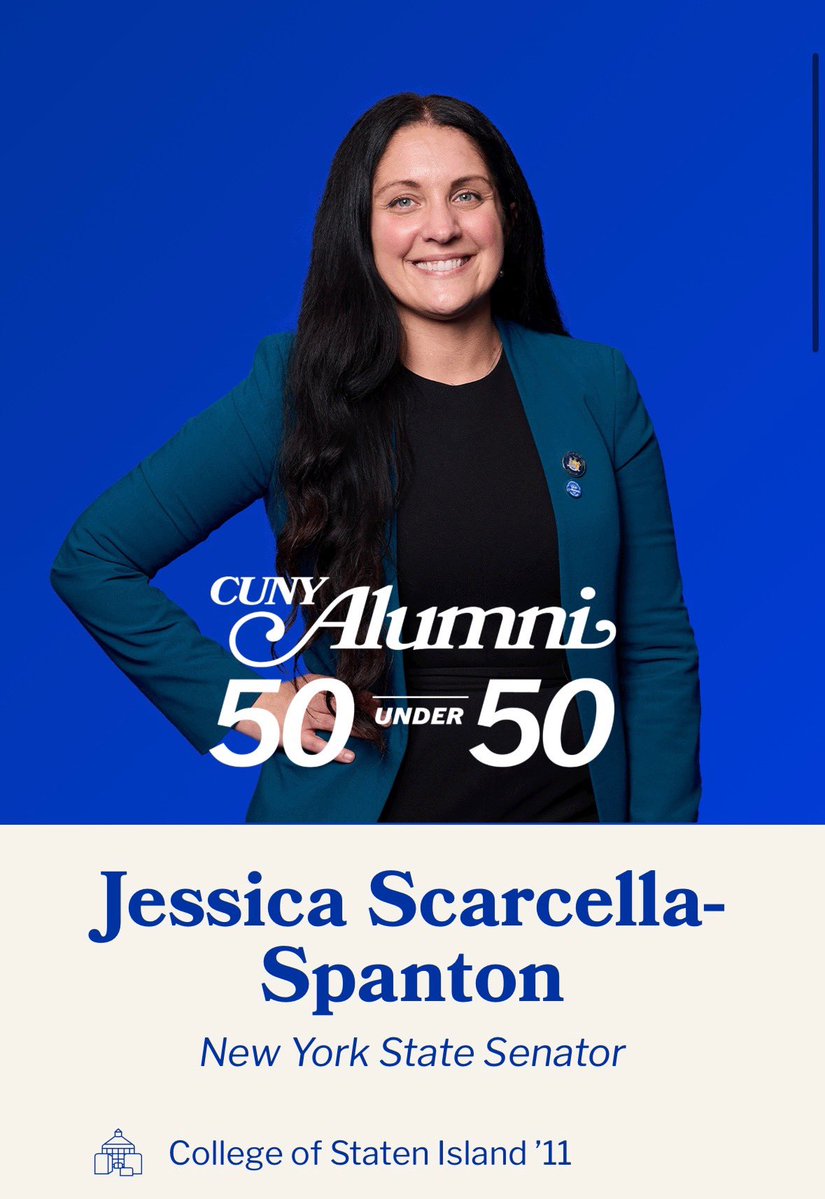 NYSenator_JSS's tweet image. As a proud graduate of the College of Staten Island I’m honored to be included in the 2025 CUNY Alumni 50 Under 50! My time at CSI set the foundation for my career in public service &amp;amp; I’m grateful for what CUNY offers our city’s students on their academic &amp;amp; professional journeys.