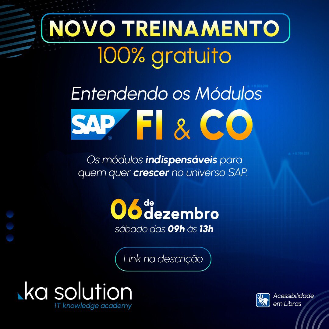 KaSolution's tweet image. 🚨 Inédito na Ka Solution!
✅ Entendendo os Módulos SAP: FI e CO
➡️ Curso 100% Gratuito

📍 Garanta sua vaga: kasolution.com.br/social/CursoGr…
⚠️ VAGAS LIMITADAS!

🗓 06 de Dezembro – Sábado
⏰ Das 09h às 13h
🎓 Com Certificado de Conclusão
✋ Acessibilidade em Libras

#SAPbyKa