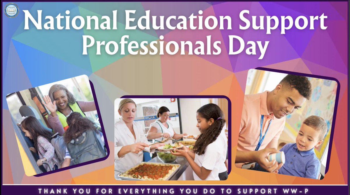 Celebrating our amazing Educational Support Professionals throughout #WWPRSD! Thank you for teaching our children, preparing nutritious meals, ensuring safe transportation, and supporting every corner of our schools. Our students thrive because of you! 💛👏 #WWP #ESPDay