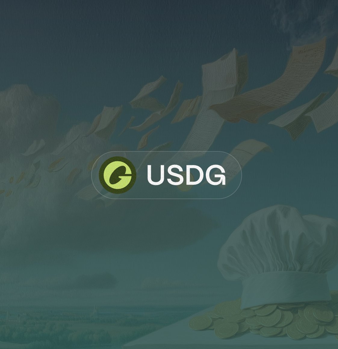 USDG promotional image with chef hat and gold coins