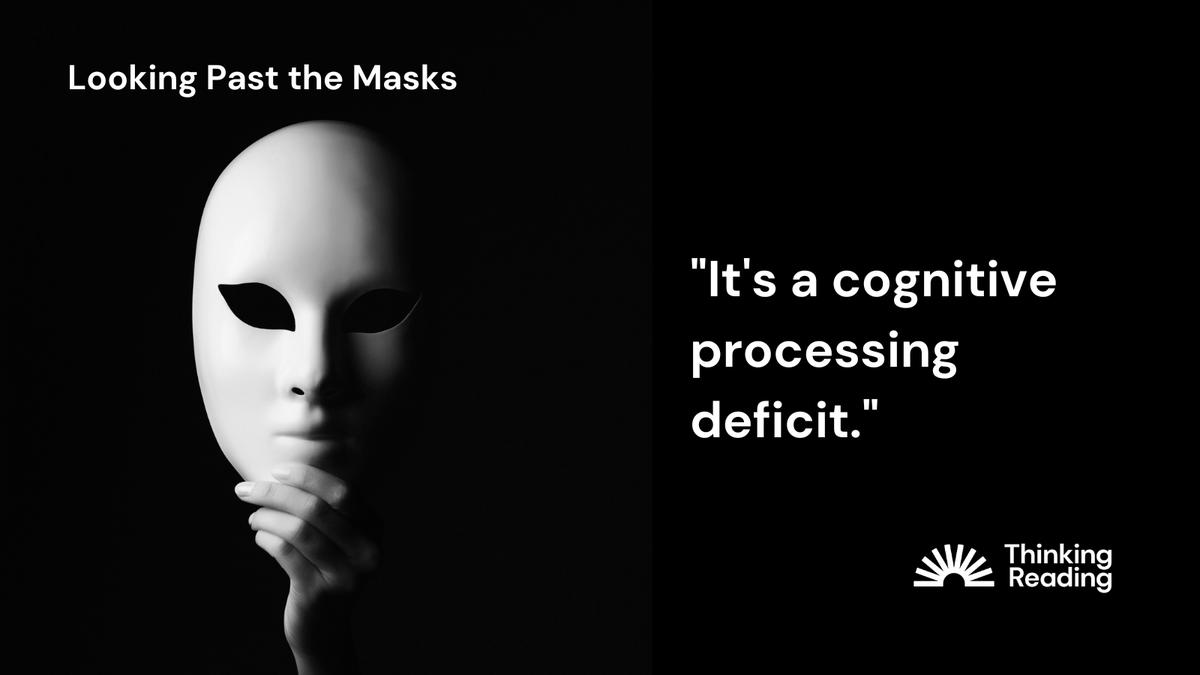 ThinkReadHQ's tweet image. Everyone feels better when we can apply a label to excuse ineffective teaching.  Read more in our blog ‘Looking Past the Masks’ wp.me/p4hKgx-qW (5 min read).