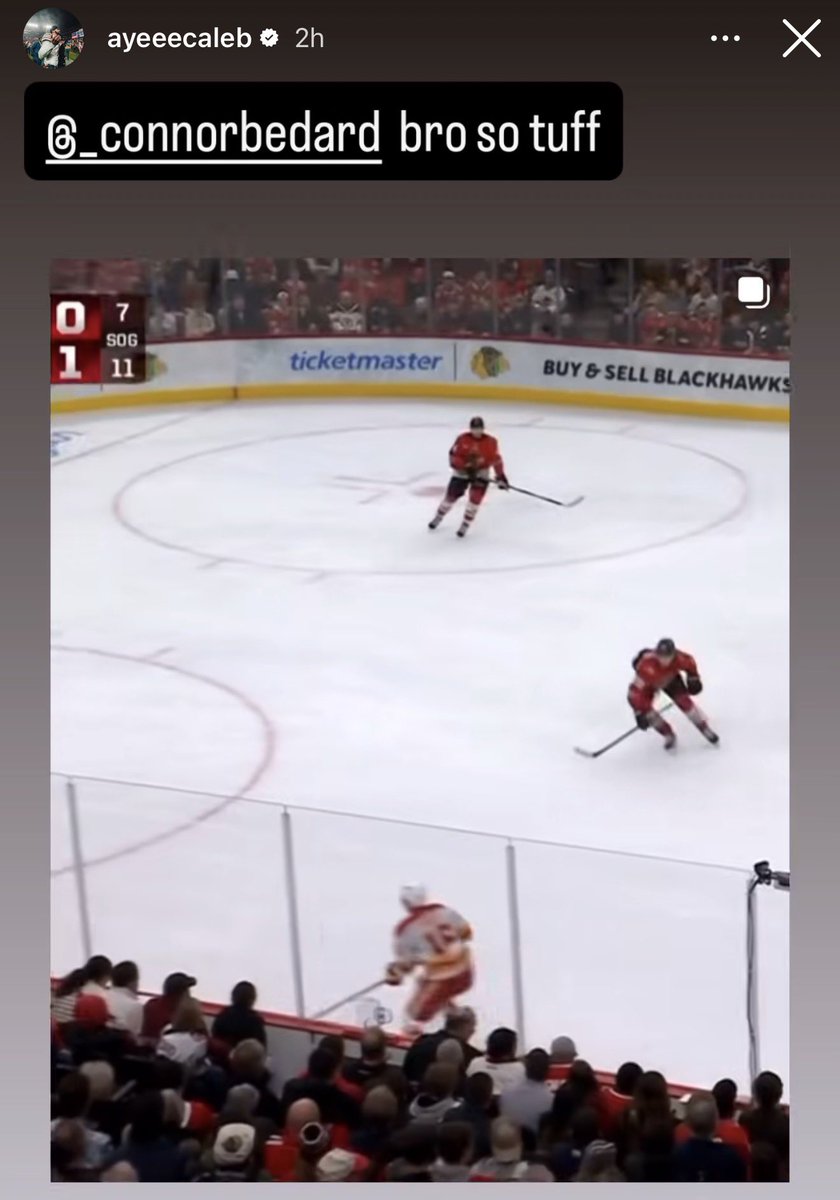 Caleb Williams on Connor Bedard via Instagram: 

"Bro so tuff"