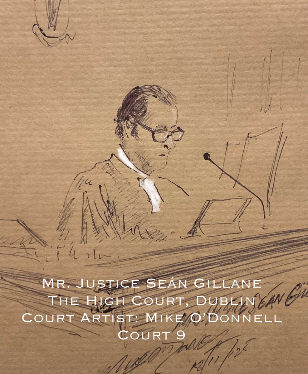 mikodonnell's tweet image. Ireland’s newest High Court Judge, Mr. Justice Seán Gillane at work in Court 9, The Four Courts this week #HighCourt #Judge #FourCourts #Dublin #Ireland #CourtArt #CourtArtist #MikeODonnellArt