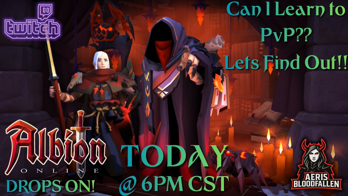 Happy Wednesday everyone! Tonight we are switching it up and instead of just gathering in black zones, we are going to try out some PVP stuff in <a href="/albiononline/">Albion Online</a> ! 
Cant wait to see everyone! 
#twitch #streamer #gaming #albiononline #chatting