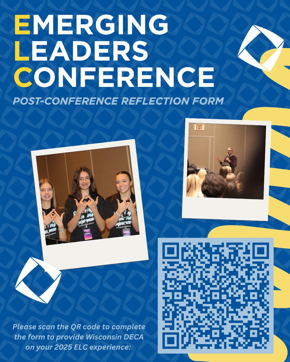 We want to hear from YOU, 🫵 Wisconsin DECA! 💬📣  Take a few minutes to fill out the post-conference survey &amp; help us make future conferences even better! 🔷⭐

#WIDECA
#ELC2025
#GoTheExtra