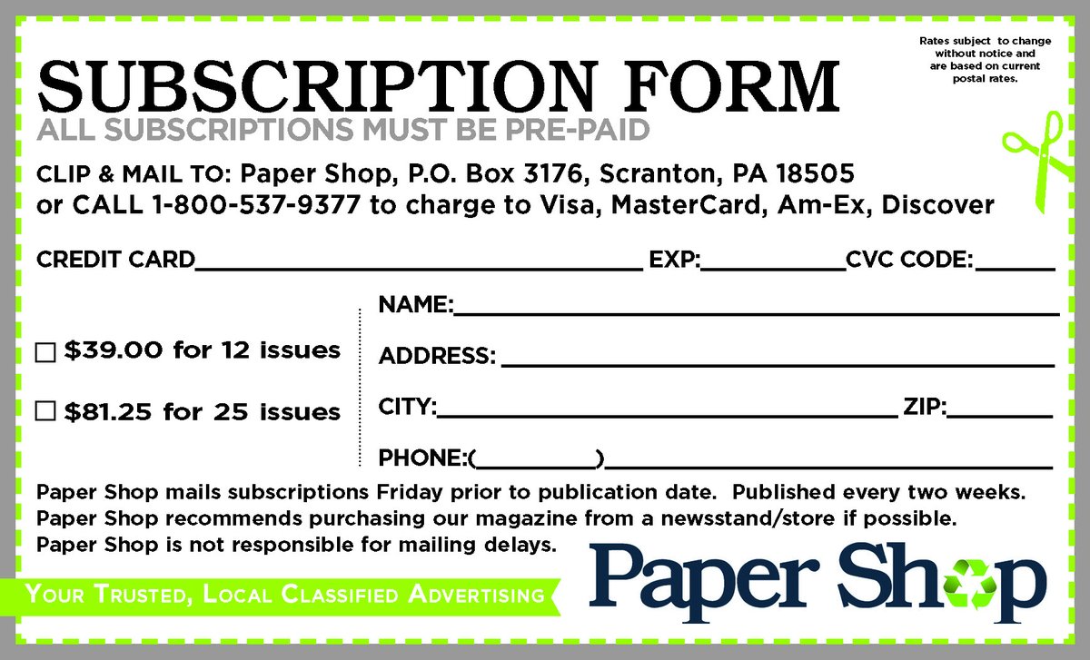 thepapershop's tweet image. A #PaperShop #subscription makes a great #Christmasgift for that #hardtobuyfor person in your life! Call Paper Shop&apos;s office &amp;amp; make this #holidayseason a lot easier for you! #papershop #yourtrusted #localclassifieds #admagazine for #57years in #nepa