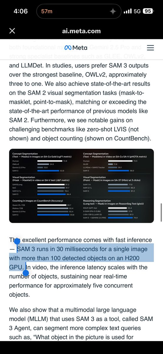 swyx's tweet image. we’ve been tracking @nikhilaravi and co’s Segment Anything model since the start of @latentspacepod, and SAM3 is an even better gift to the community than I could have imagined after SAM2 (which itself was mindblowing/idk how to top that). 

look at this 50ms 100 object inference…