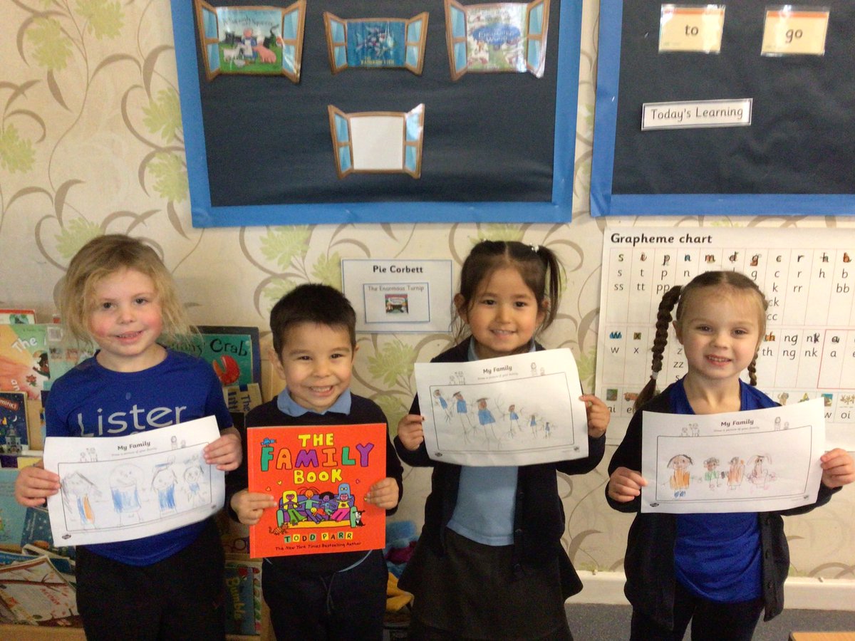 ListerInf_Rec's tweet photo. We read The Family Book today by Todd Parr, we talked about how all families are different and drew our family portrait 😍 https://t.co/rJ8Bzx6N0i