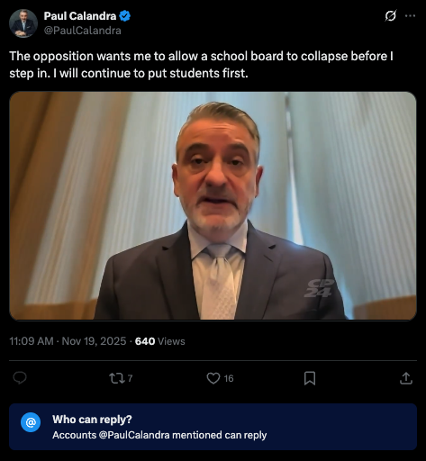 ElemTeachersTO's tweet image. Minister of Education @PaulCalandra limits his replies and won&apos;t listen to the thousands and thousands of people protesting #Bill33 for being the undemocratic power grab it is

Listen to the people, Paul! Our community voices matter!