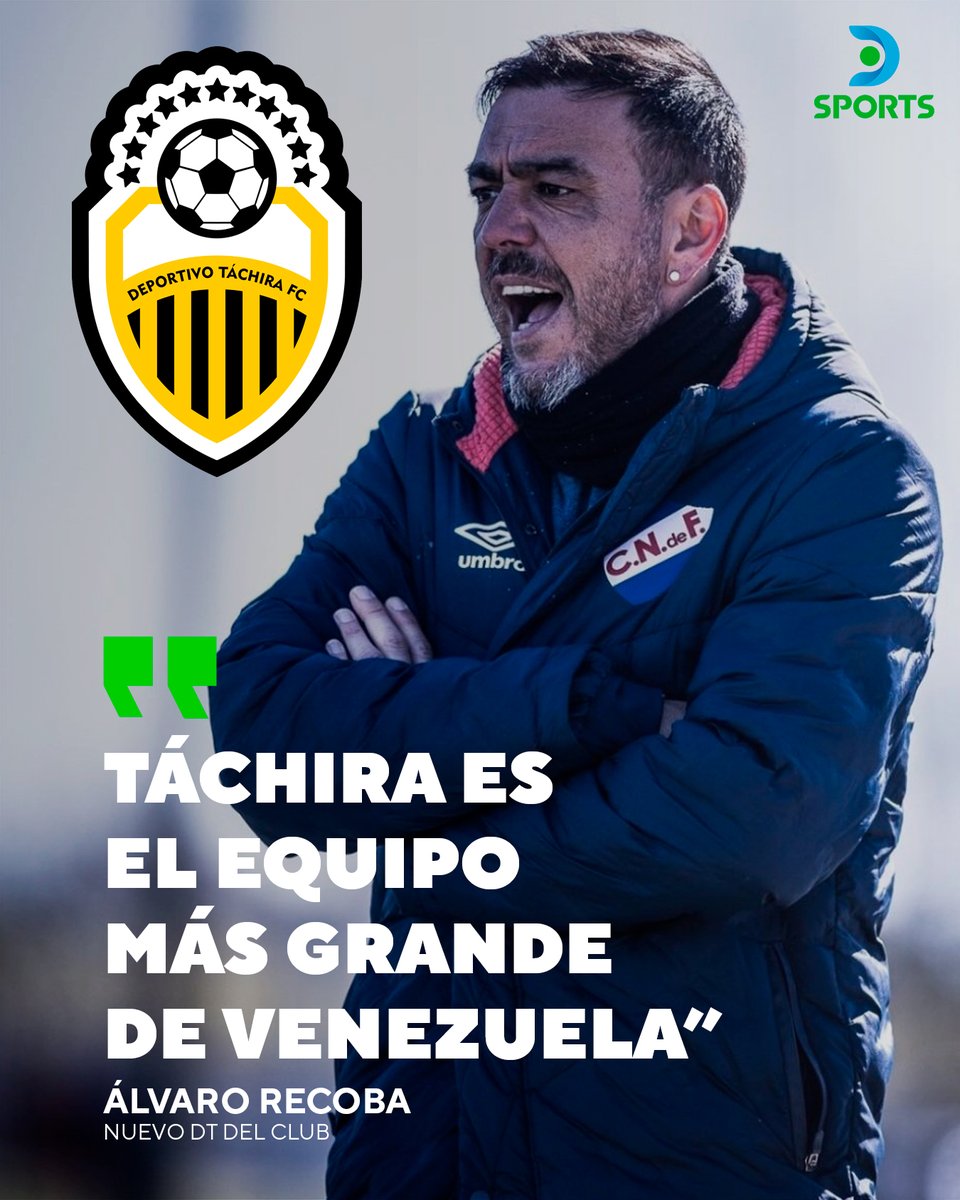 DSportsUY's tweet photo. ¡¡ÁLVARO RECOBA ES EL NUEVO ENTRENADOR DE DEPORTIVO TÁCHIRA!! 🇻🇪🔥

▶️ El Chino firmó contrato con el aurinegro por todo 2026.

🗣️ Además, afirmó que es "el club más grande de Venezuela".

¿Qué opinan? 🤔

📷 A.R https://t.co/LHirQfyyIJ