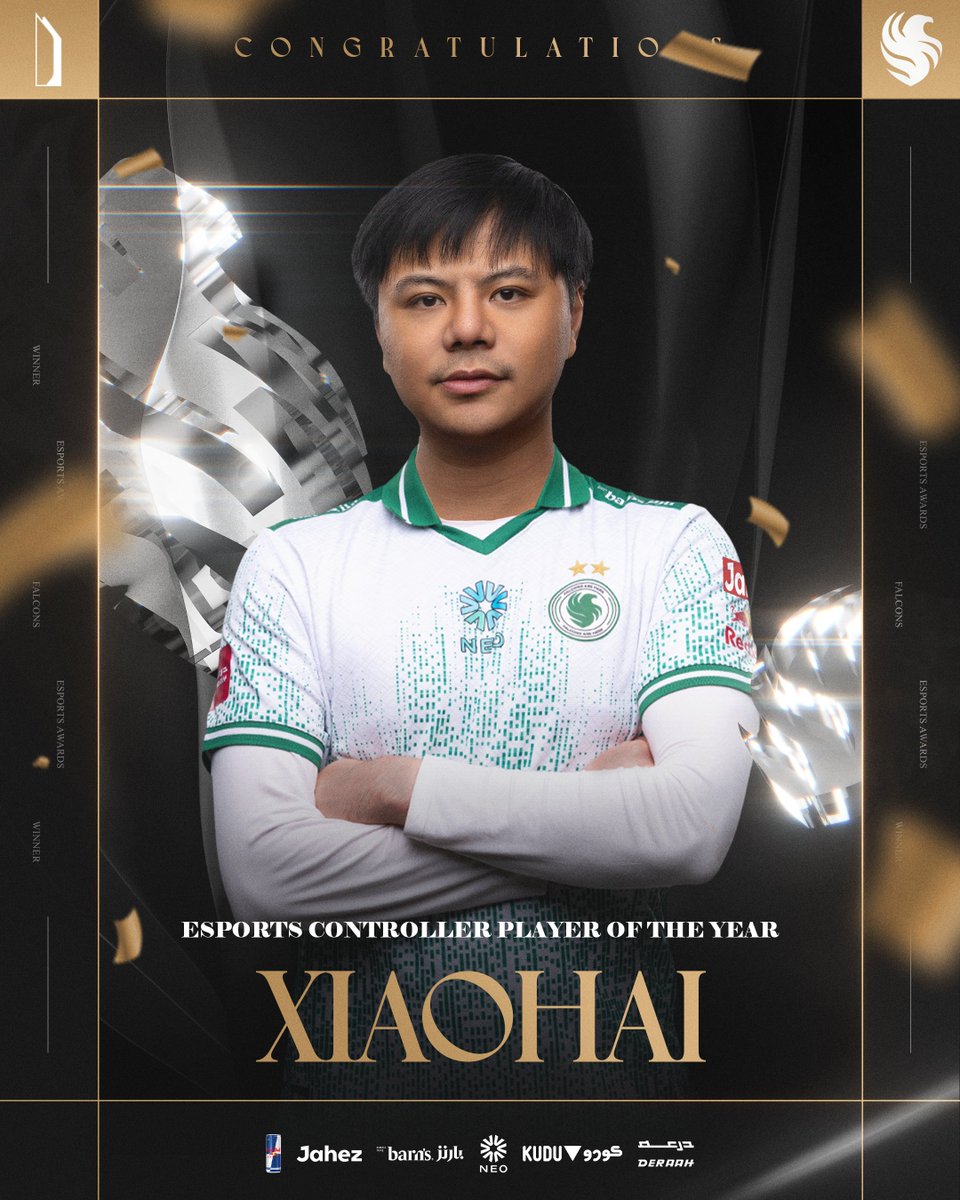 TeamFalconsGG's tweet image. THE KING OF FGS 👑 — XIAOHAI IS YOUR ESPORTS CONTROLLER PLAYER OF THE YEAR

ملك ألعاب القتال 😎 — الأسطورة @Xiaohai_ يحصد جائزة أفضل لاعب كنترولر لعام 2025 في الـ #EsportsAwards 🎮💚

#FalconsAreHere - #EsportsAwards2025