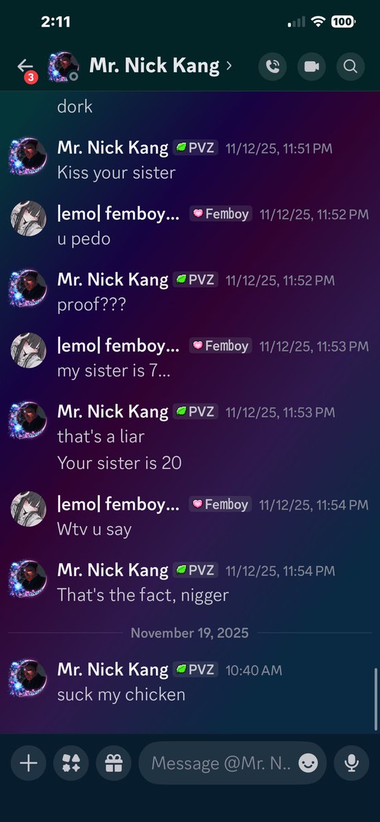 itzVolitick's tweet image. bro dm’d me this “suck my chicken” earlier today after my besk tweet got more attention 

also read the other dm’s 

not cropping it for a reason