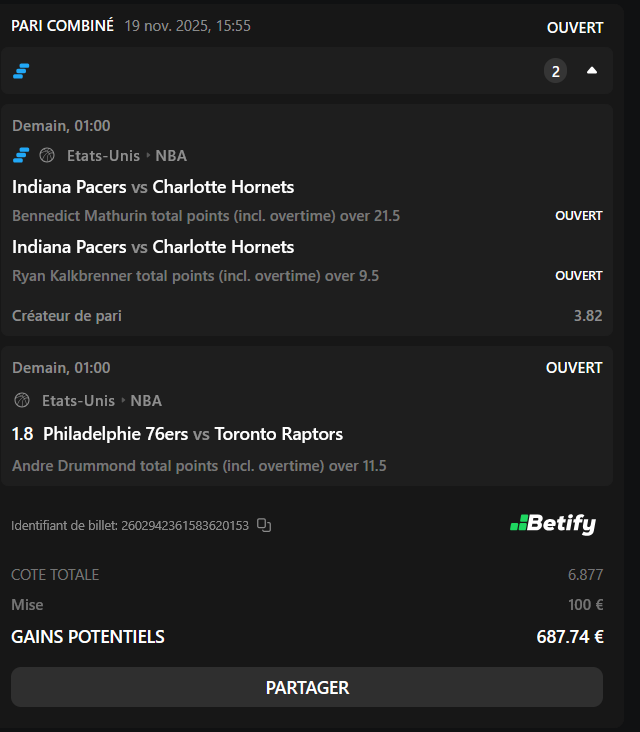 Paul26NBA's tweet photo. [#NBA🏀]📆19/11

Gobert double double &amp; Westbrook -21,5 PP &amp; Vucevic 10 Rebonds 6.91
Mathurin 22pts &amp; Kalkbrenner 10 pts &amp; Drummond 12 pts 6.87

❤️♻️si tu suis 

#TeamParieur #pronostic https://t.co/GHC13Toaj1