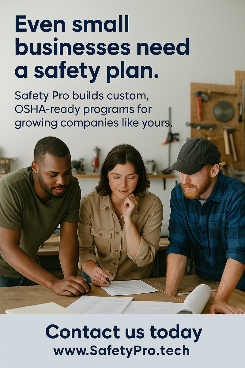 Safety_Pro_Tech's tweet image. Safety starts with people - but it also protects the business you’re building.
Most folks don’t realize insurance carriers, inspectors, and clients expect some basic safety plans, even for smaller teams or home-based operations.