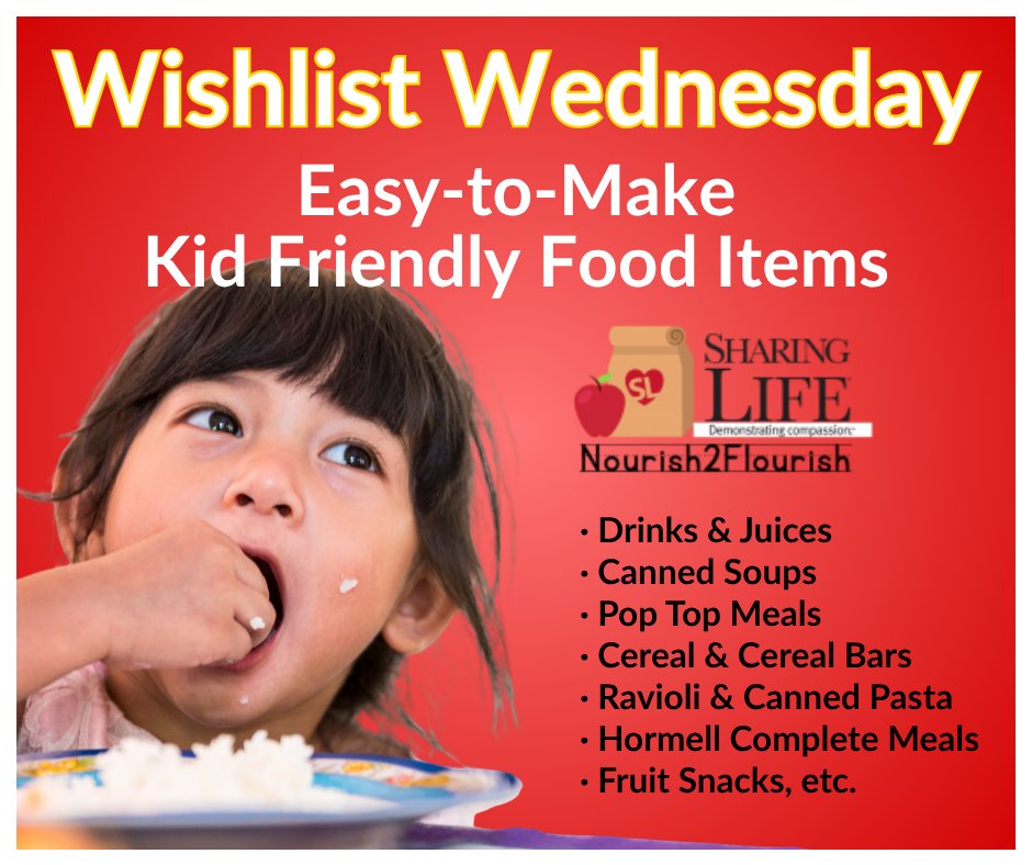 💛 This week, we’re focusing on easy-to-make, kid-friendly food items to help families while their kids are on school break! #WishlistWednesday 

Drop off your donations to 3795 W. Emporium Circle by Monday, December 8th and help us fill hungry tummies.
#NoKidHungry