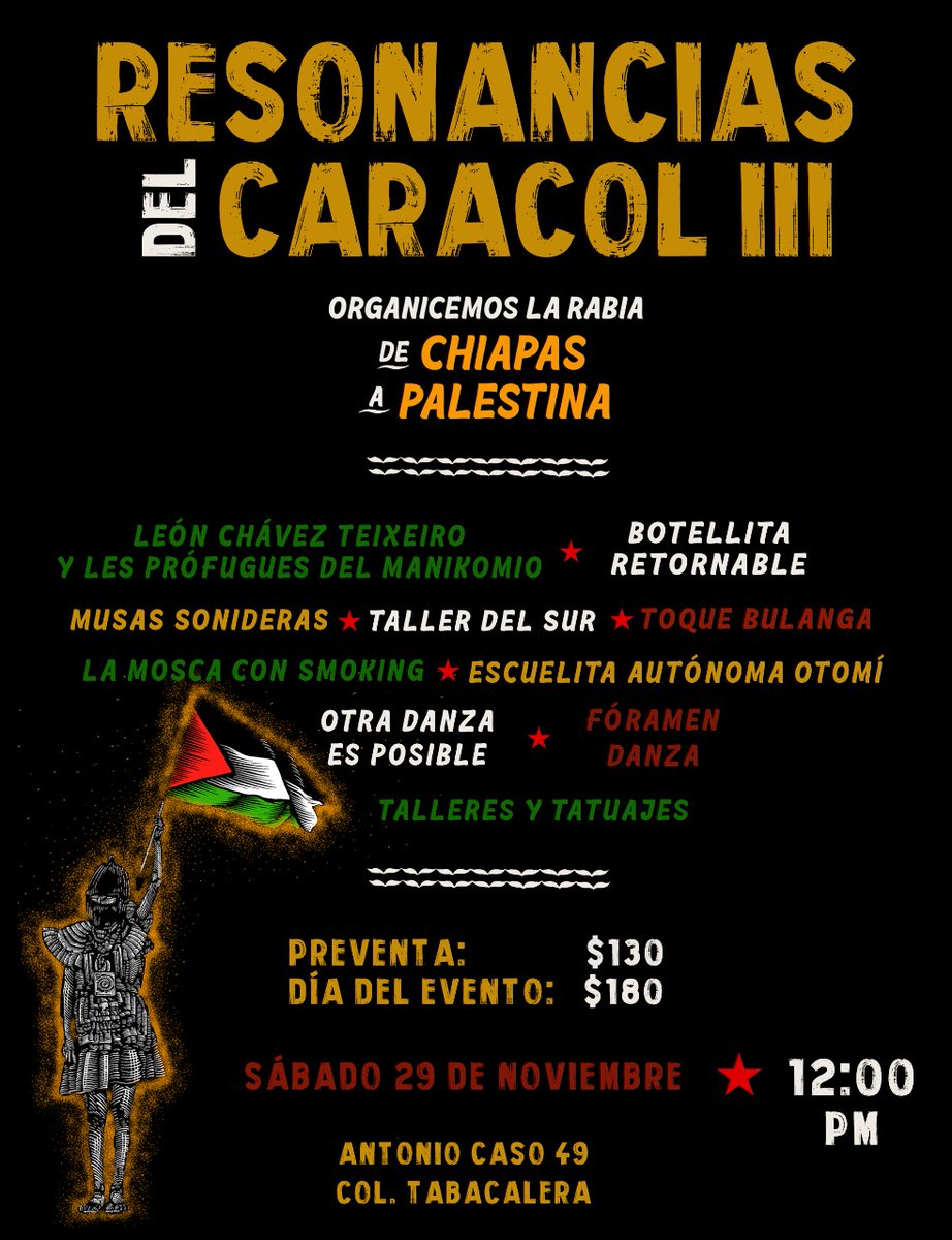 Resonancias del Caracol III. Organicemos la rabia de Chiapas a Palestina. 

wp.me/p8qHTQ-328