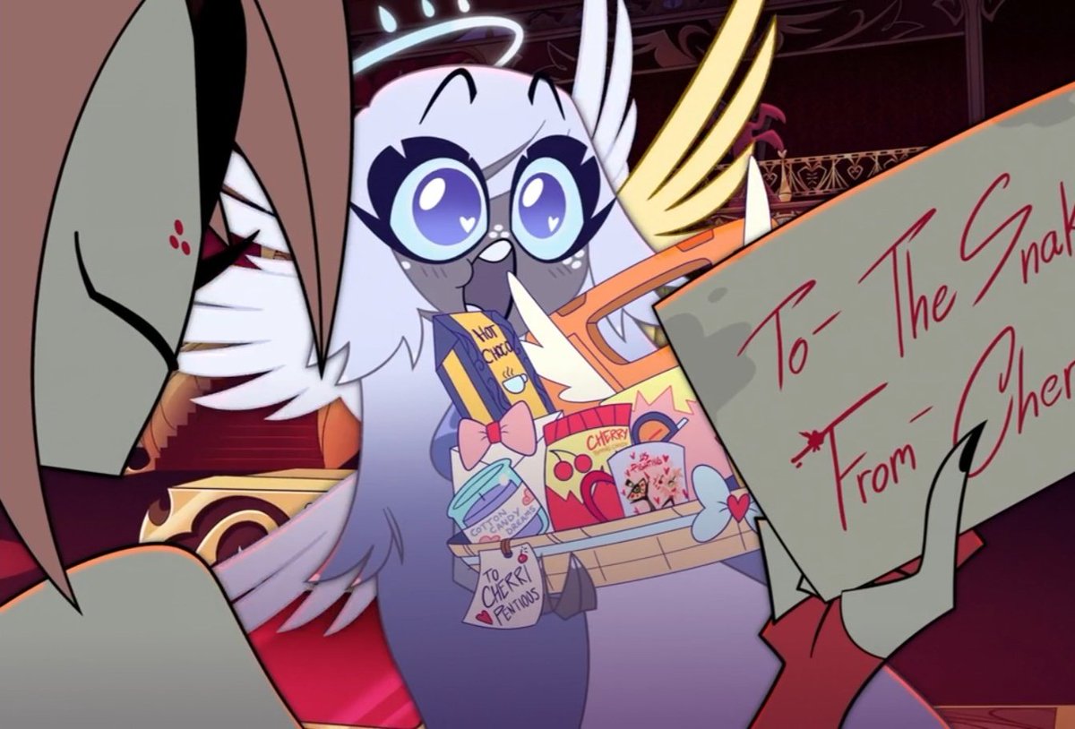 Flugublue's tweet image. Never getting over how happy serra is to be the relay between cherri and pentious she’s literally the ultimate cherrisnake shipper