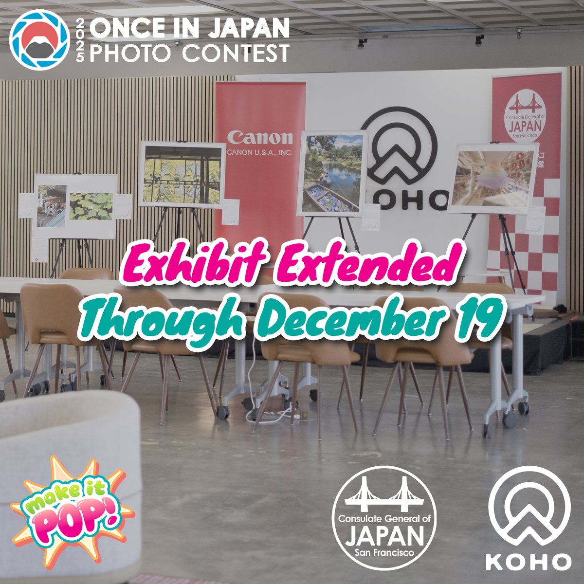 Exhibit Extended!
See this year’s Once in Japan Photo Contest finalist entries up close at KOHO Creative Hub in SF Japantown through Thursday, December 19!