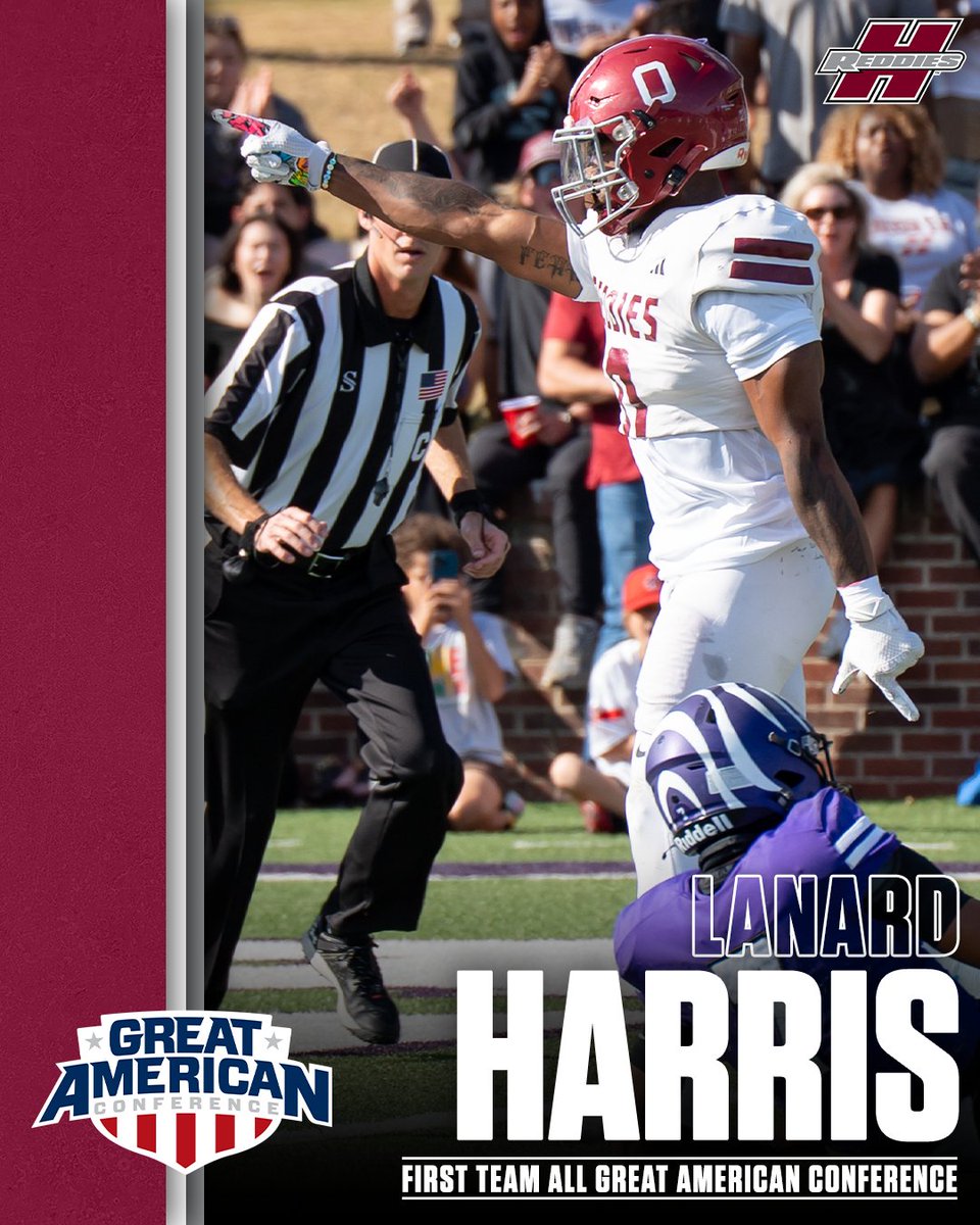 ReddiesFB's tweet image. Congratulations to safety Lanard Harris on being named 2025 First Team All-GAC! 🏈

#CodeRed | #NoMereBeast