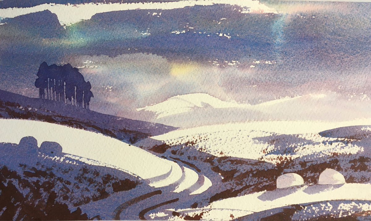The morning after the first snow in the North Pennines is always magical. (Watercoulour by Matthew Forster.)