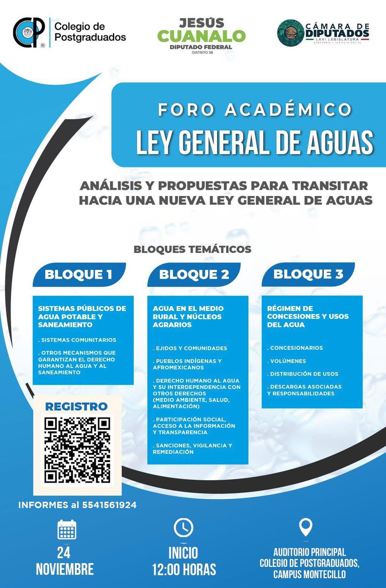 Te invitamos a participar con tu propuesta para la construcción de una nueva Ley General de Aguas.
📷 Regístrate aquí:
📷 forms.gle/rDvRjj7DYSZUSG…
Nota: es importante realizar el registro para que en el link que se proporciona, se suba la propuesta a la Ley General de Aguas.