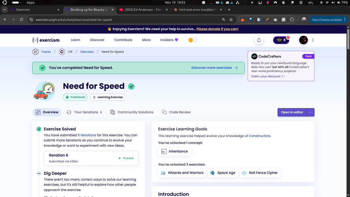 Lansa_18's tweet image. Solved two new challenges on @exercism_io today!
One focused on class-related problems, and the other on working with the DateTime object.
Also got hands-on with writing unit tests using xUnit, following the Arrange / Act / Assert pattern.
Steady progress. 🚀
#csharpprogramming