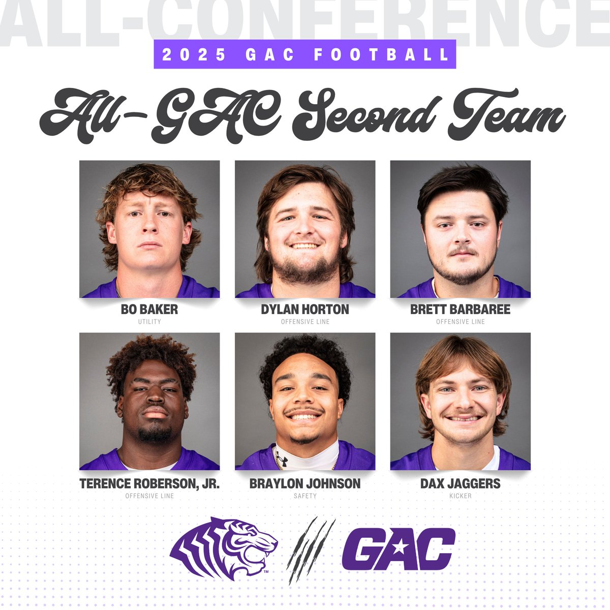OuachitaFB's tweet image. 20 Tigers earn All-GAC honors!

bit.ly/4poRVUS | #theGAC | #FinishEmpty | #BringYourRoar🐅