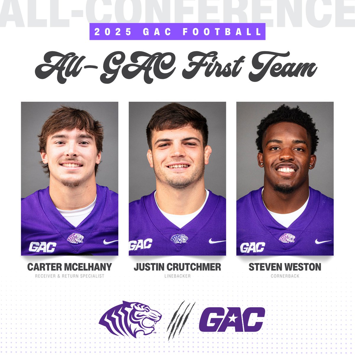 OuachitaFB's tweet image. 20 Tigers earn All-GAC honors!

bit.ly/4poRVUS | #theGAC | #FinishEmpty | #BringYourRoar🐅