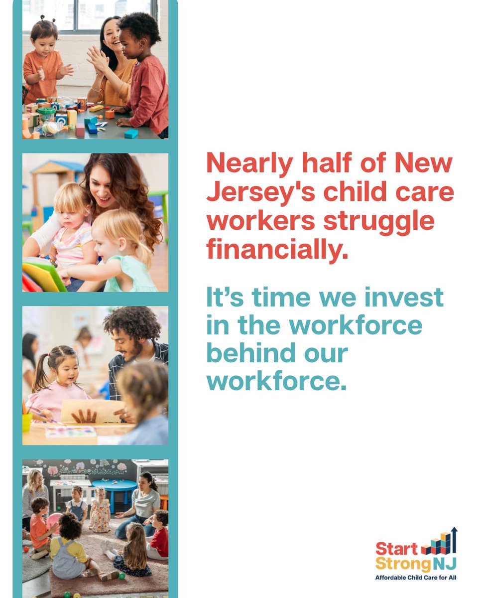 StartStrongNJ's tweet image. Providers can’t keep their doors open when child care workers are paid some of the lowest wages in any profession. A stronger New Jersey starts with investing in the people who keep our state moving.

Take action with us at startstrongnj.org 📋