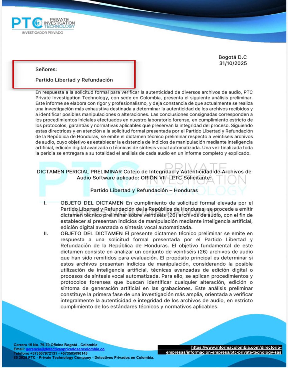 ricsotohn's tweet image. #DatoMataRelato 🚨🗣️ Desde el 3 de noviembre, 𝗵𝗮𝗰𝗲 𝟭𝟲 𝗱𝛊́𝗮𝘀, el informe pericial de los audios está circulando por todo el país. No es ninguna sorpresa, fue difundido por todos los medios, y todo el que leyó el título sabe bien que decía claramente: “Señores Partido…