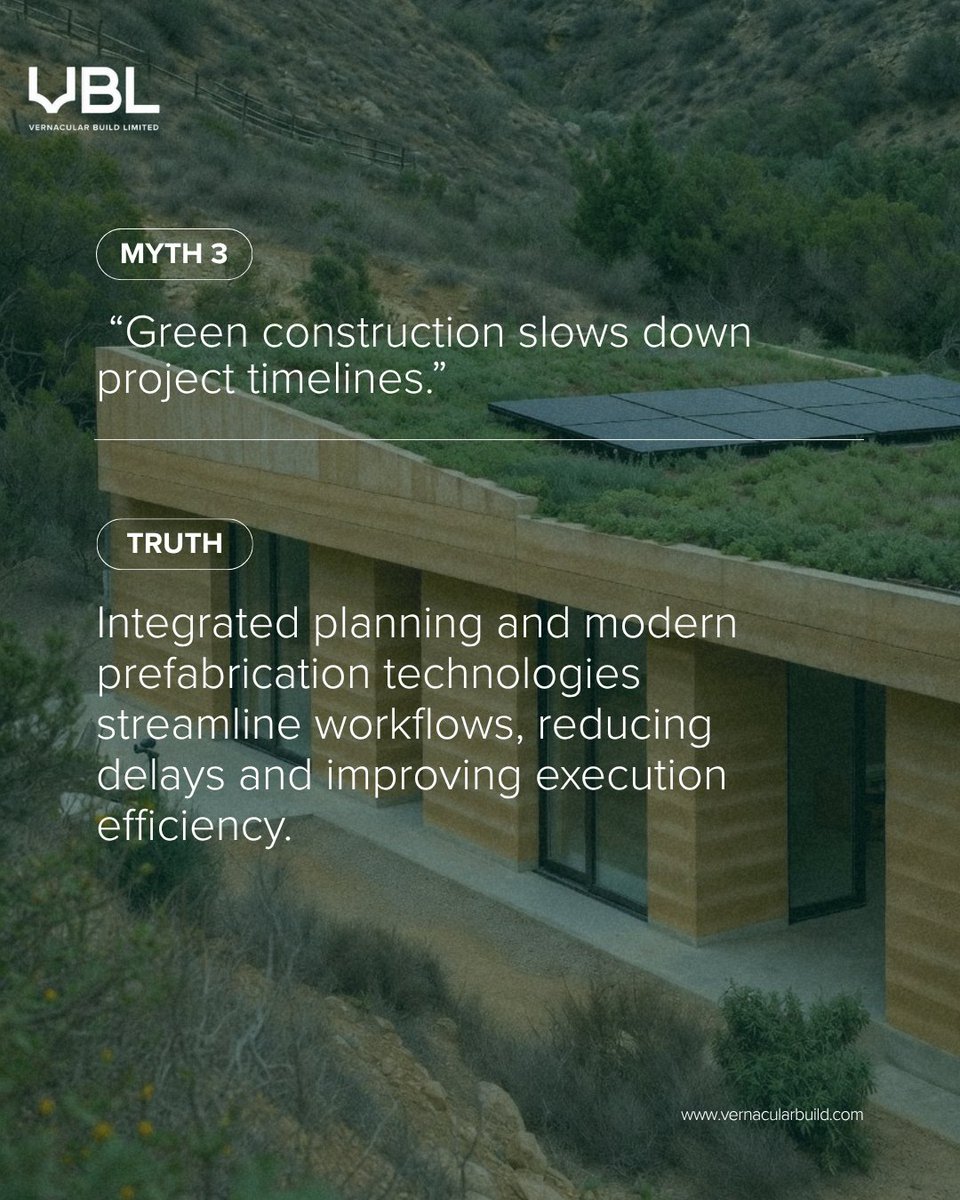 VernacularBuild's tweet image. In a performance-driven industry, clarity is everything.
We’re cutting through the noise with data-backed truths on sustainable construction.

Which myths should we tackle next? 
#SustainableConstruction #VBLSustainability #BuildSmart #MythVsFact #ConstructionInsights