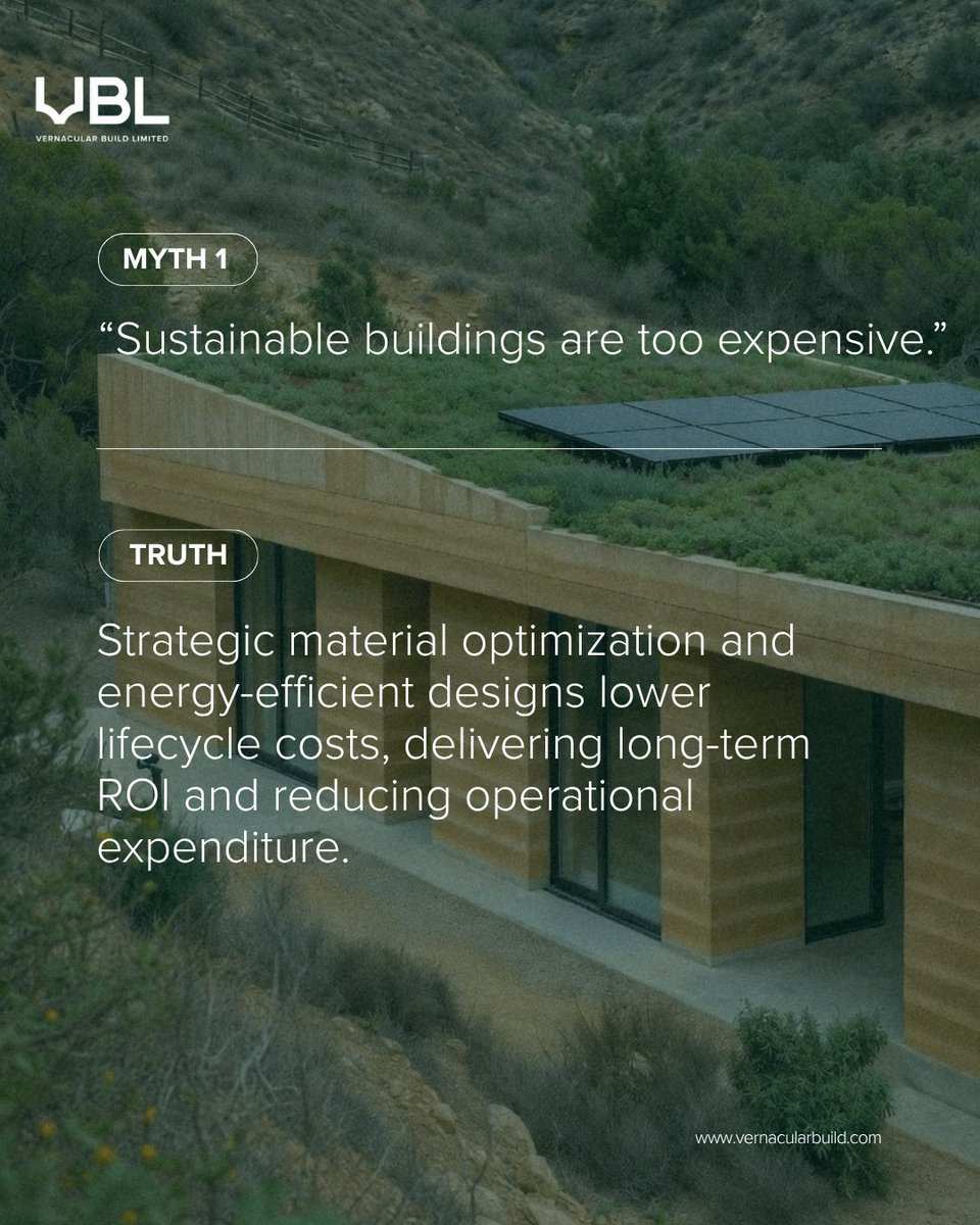 VernacularBuild's tweet image. In a performance-driven industry, clarity is everything.
We’re cutting through the noise with data-backed truths on sustainable construction.

Which myths should we tackle next? 
#SustainableConstruction #VBLSustainability #BuildSmart #MythVsFact #ConstructionInsights