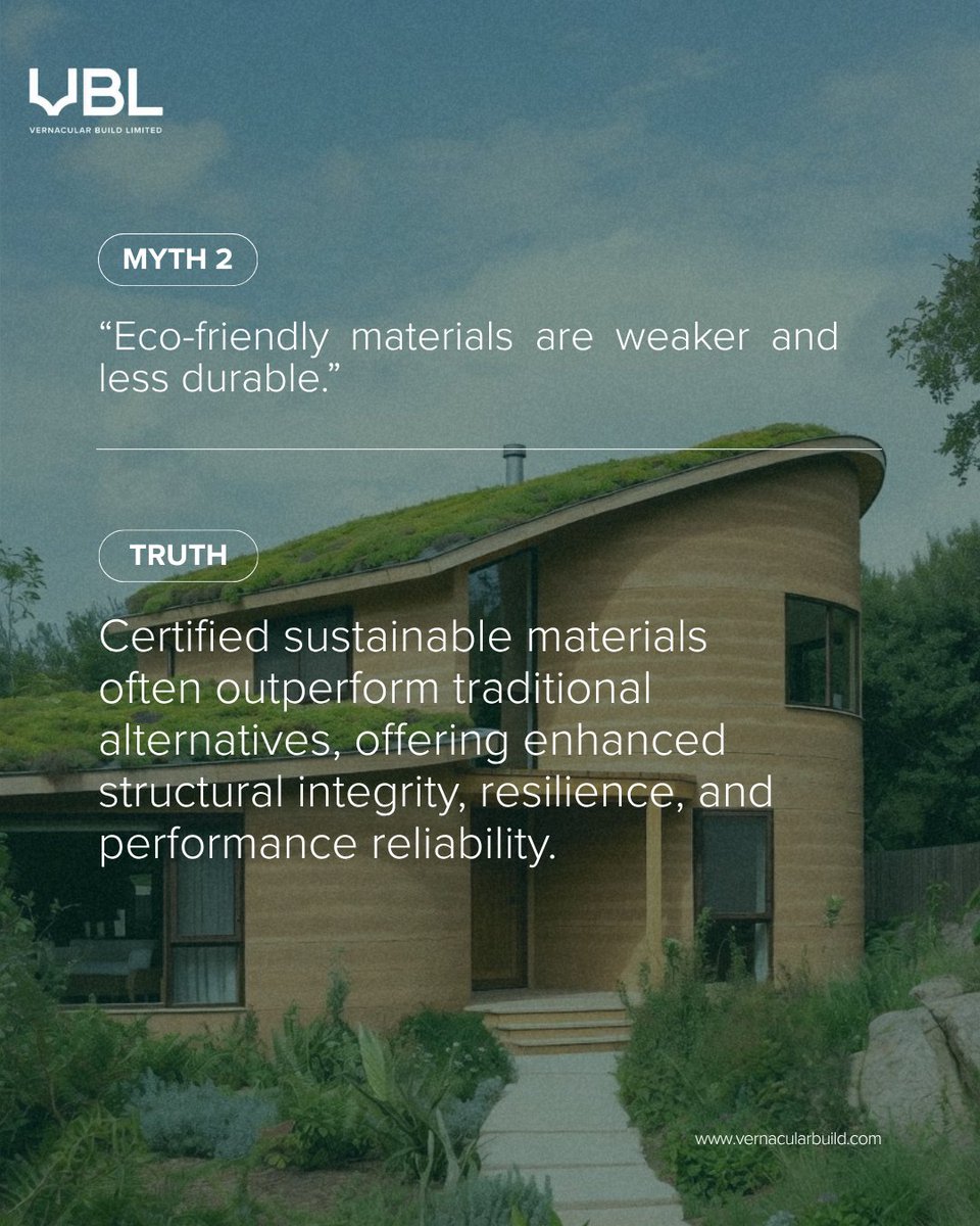 VernacularBuild's tweet image. In a performance-driven industry, clarity is everything.
We’re cutting through the noise with data-backed truths on sustainable construction.

Which myths should we tackle next? 
#SustainableConstruction #VBLSustainability #BuildSmart #MythVsFact #ConstructionInsights