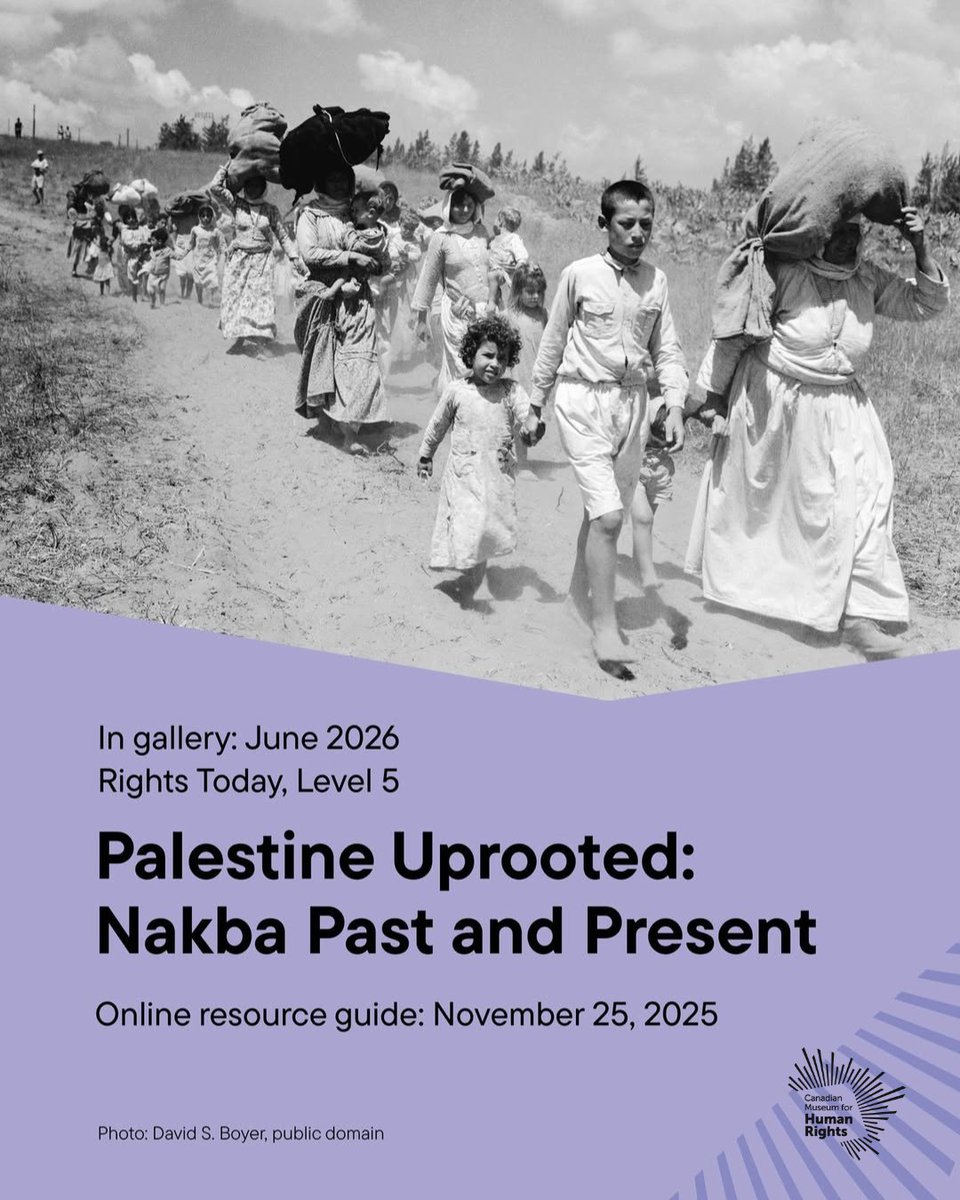 NCCM welcomes the Canadian Museum for Human Rights’ (<a href="/CMHR_News/">Canadian Museum for Human Rights</a>) announcement of its upcoming exhibit Uprooting Palestine: The Nakba Past and Present, set to open in June 2026. This is a historic moment in public education and museum practice in Canada. It represents the first