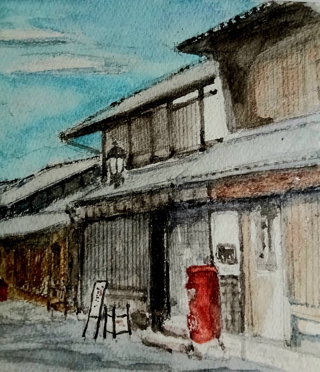 アンティーク　水彩画 チェリーと矢車菊 水彩画 hpt596 - 陶夢