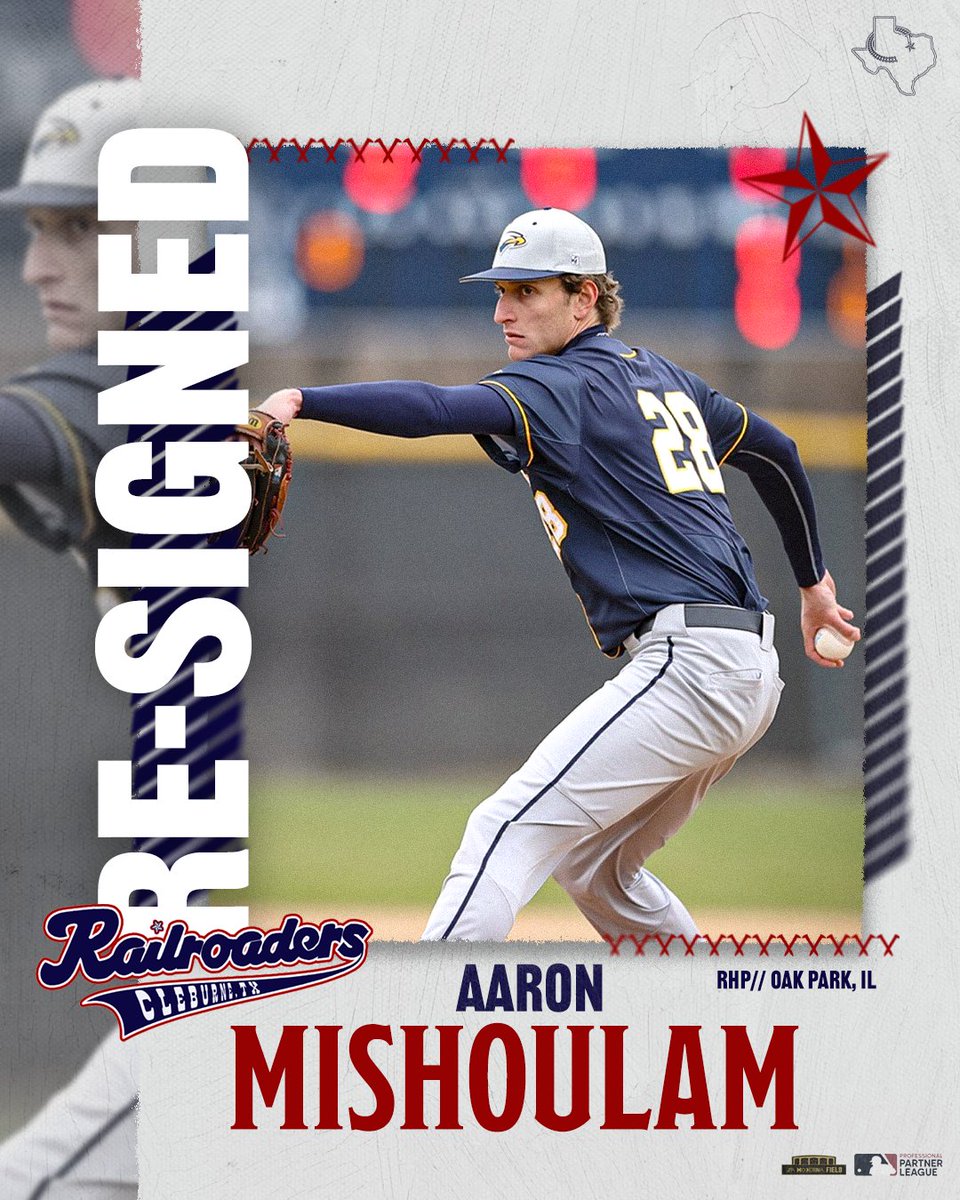 CRRBaseball's tweet image. RE-SIGNED: Aaron Mishoulam, RHP from Oak Park, Illinois, is re-signing with the Cleburne Railroaders!

#AllAboard | #railroaderbaseball