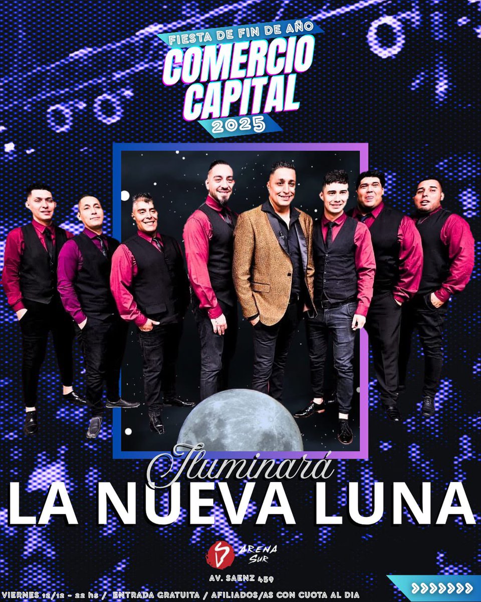 Si sos empleado o empleada de comercio AGÉNDATE está fecha 
12/12/2025  22hr Abrimos puertas 

 🎉 Fiesta Fin De Año 🎉

🔥Despidamos el año a lo grande🔥

🎶SHOWS DE
🎙EL POLACO
🎙TAMBO TAMBO 
🎙️LA NUEVA LUNA
ENTRADA GRATIS PARA (AFILIADOS/AS CON CUOTA AL DIA)
🗓Viernes 12 de