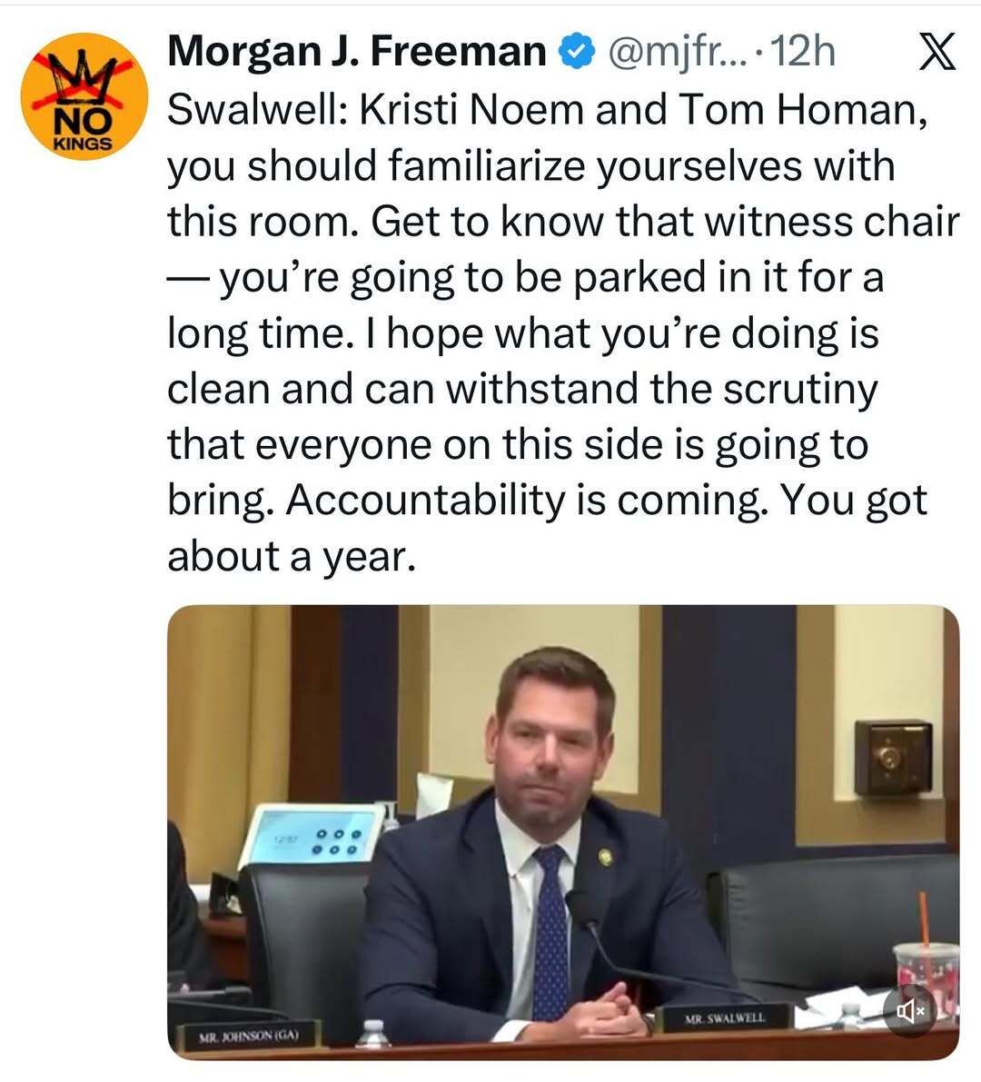 When we win back the House next year, members like Eric Swalwell will be in charge of the hearings.