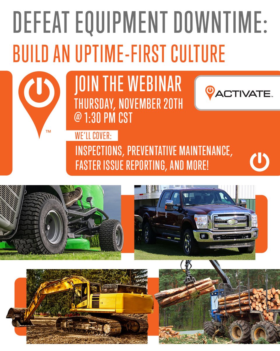 ActivateOS's tweet image. 🚨 Emergency repairs cost time and money! ⏱️💸Discover how to defeat downtime by building a proactive, uptime-first culture.

📅 Live Webinar ➡️ Wednesday, November 20th at 1:30 PM CST
🎟️ Register here ➡️ ow.ly/JSsT50Xuo4r

#EquipmentManagement #ActivateOS
