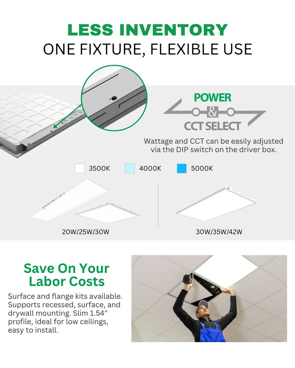 ATG_LEDLighting's tweet image. The G2E Flat Panel makes lighting simpler: adjustable wattage, CCT, and easy Bluetooth control — all in one low-glare design. Available at: atgledlighting.com/products/indoo… #BacklitPanel #LightingSolutions #EnergyEfficient