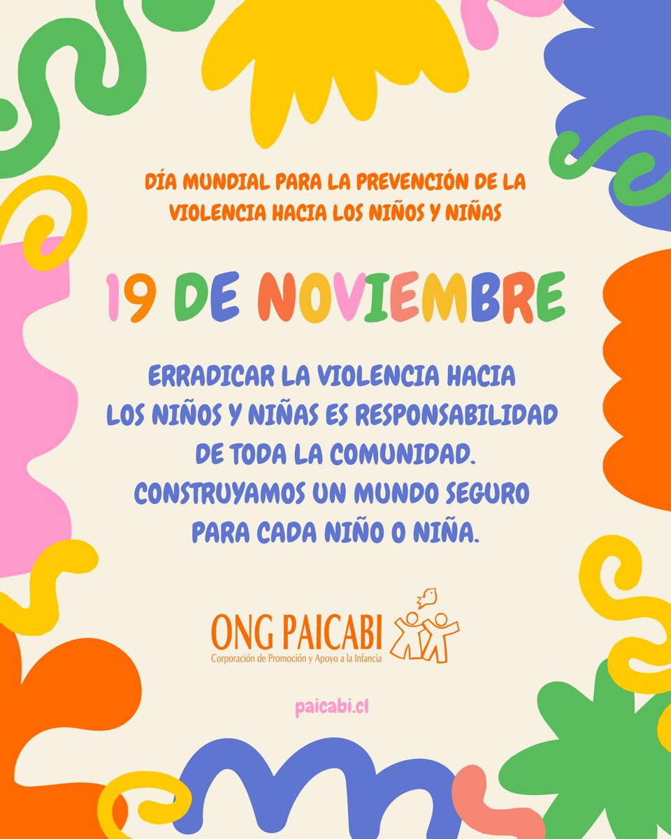 El 19 de Noviembre: Día Mundial para la Prevención del Abuso y Violencia contra los niños y niñas.
Esta conmemoración se propone poner en evidencia el problema de los abusos, así como la necesidad de intervenir urgentemente en la difusión de programas de prevención.