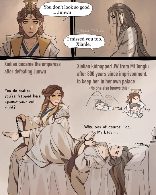 JUNLIAN WEEK DAY4: Taboo (attic-wife but junwu is)

Genderbent! What if XL became an empress post canon?
#junlianweek2025 #junlian #junwu #xielian #genderbend 