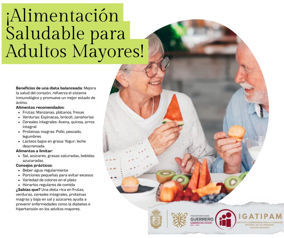 Una alimentación balanceada es clave para un envejecimiento activo y saludable.