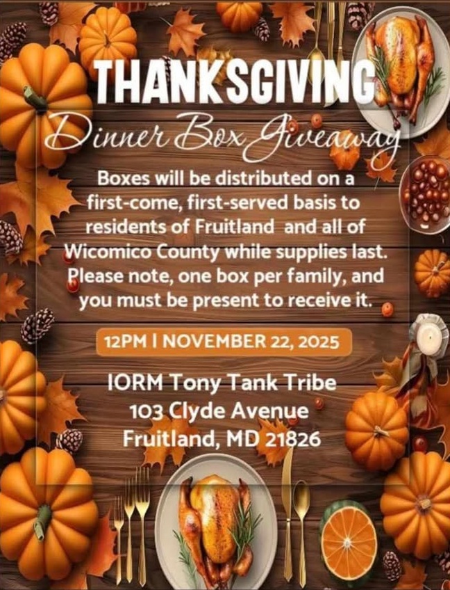 THANKSGIVING DINNER BOX GIVEAWAY Nov. 22, 2025 at 12:00 PM IORM