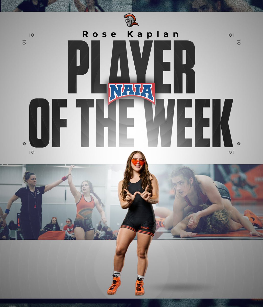 Congratulations to Rose Kaplan on being named NAIA Women’s Wrestler of the Week!

Kaplan went 6-0 last week with 4 wins at the Blue Hose Challenge on her way to the title. She defeated the NAIA #10 ranked wrestler two times &amp; the NCAA #4 ranked wrestler #TechYeah #WonIT #NAIAPOTW