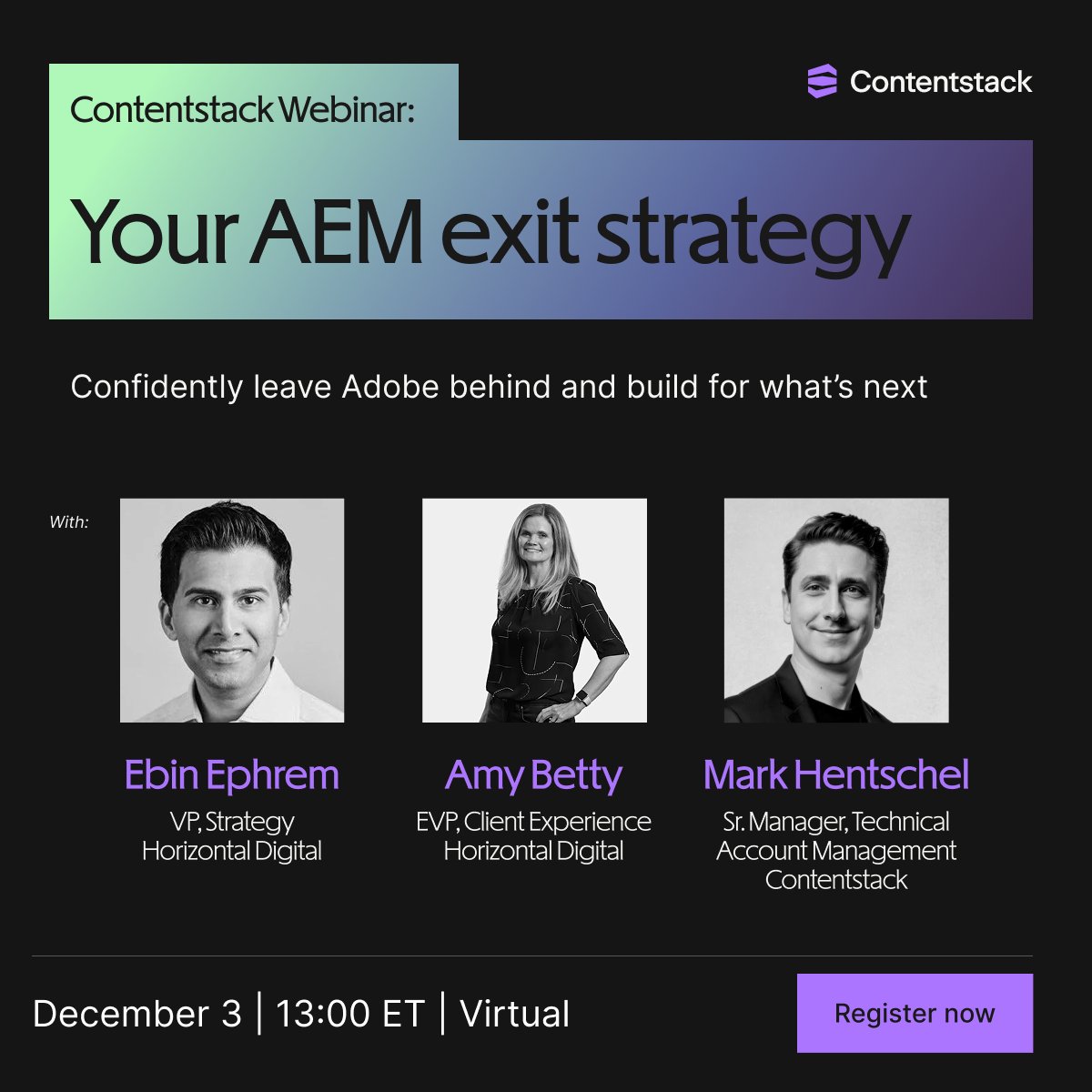 Contentstack's tweet image. We’ve said it before: It’s time to leave legacy behind. Now, we’re showing you how to do it. 

Join us Dec. 3 as we break down the frameworks and migration paths helping teams move faster and build what’s next.

🕐 10am PT | 1pm ET | 7pm CET

Register: bit.ly/3M9O8Mw