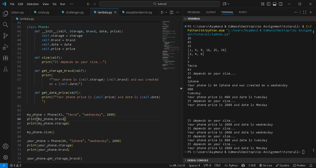 WebcrafterNG's tweet image. Still on the learning process on python so far we have learnt about lambda,class and object, higher order function and exception and errors 

We still build clean, responsive websites for individuals and businesses. DM us now

#Python #CodingJourney
