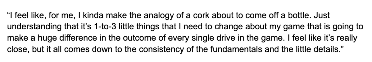 alec_lewis's tweet image. Vikings QB J.J. McCarthy when asked today how close he thinks he is to piecing everything together: